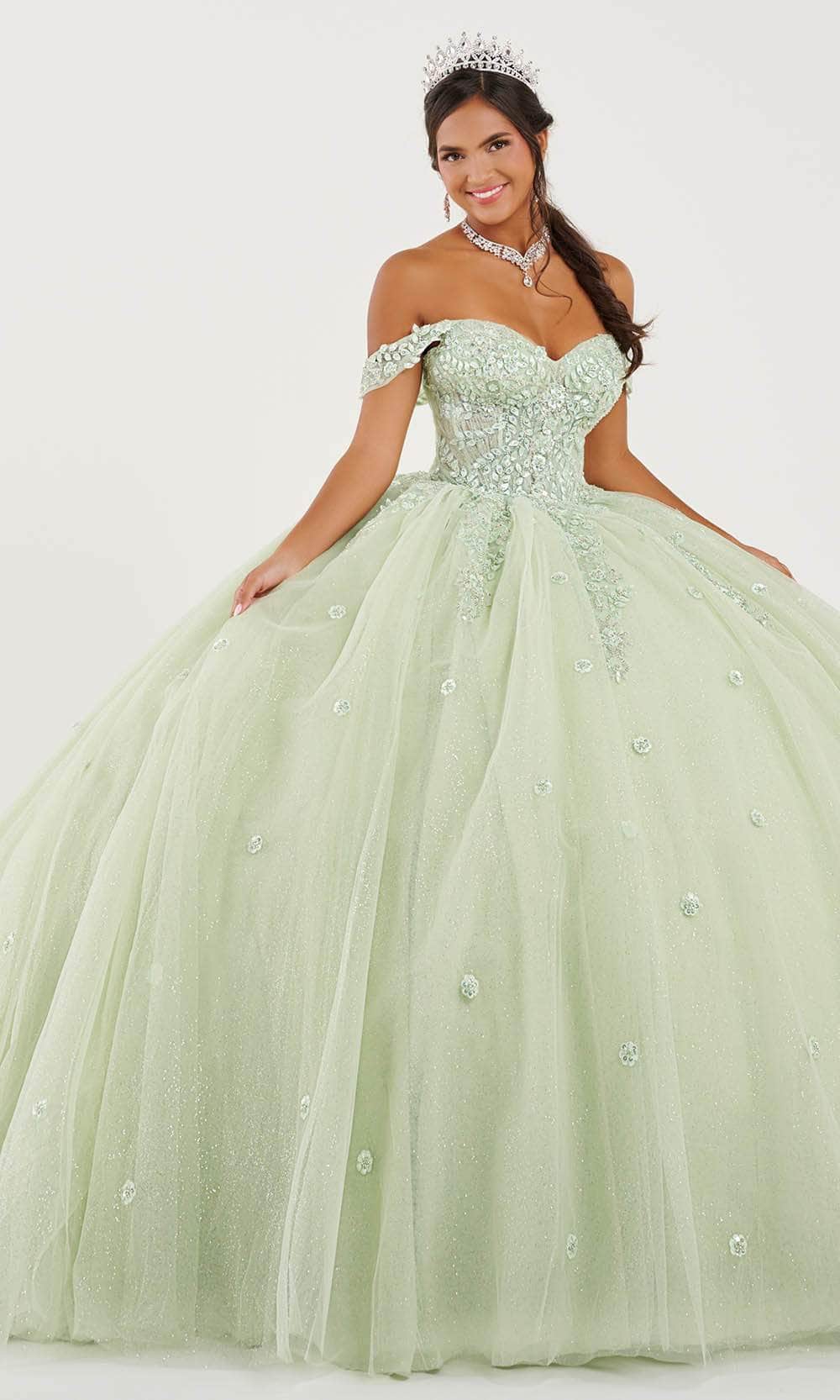 Image of Fiesta Gowns 56490 - 3D Beaded Off-Shoulder Ballgown