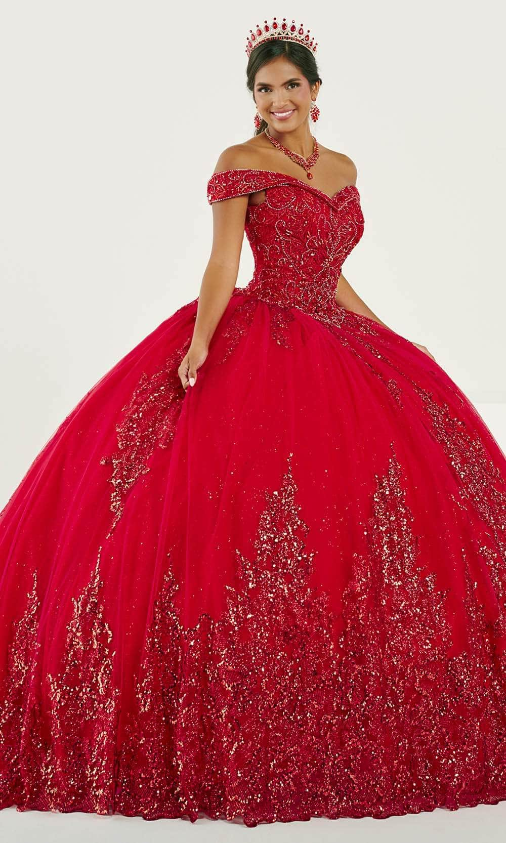 Image of Fiesta Gowns 56501 - Beaded Off-Shoulder Ballgown