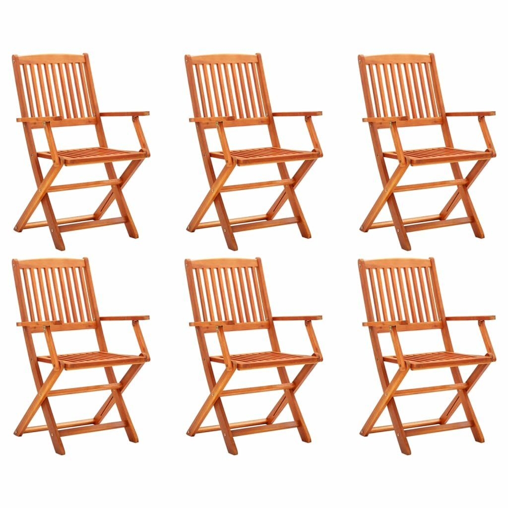 Image of Folding Garden Chairs 6 pcs Solid Eucalyptus Wood