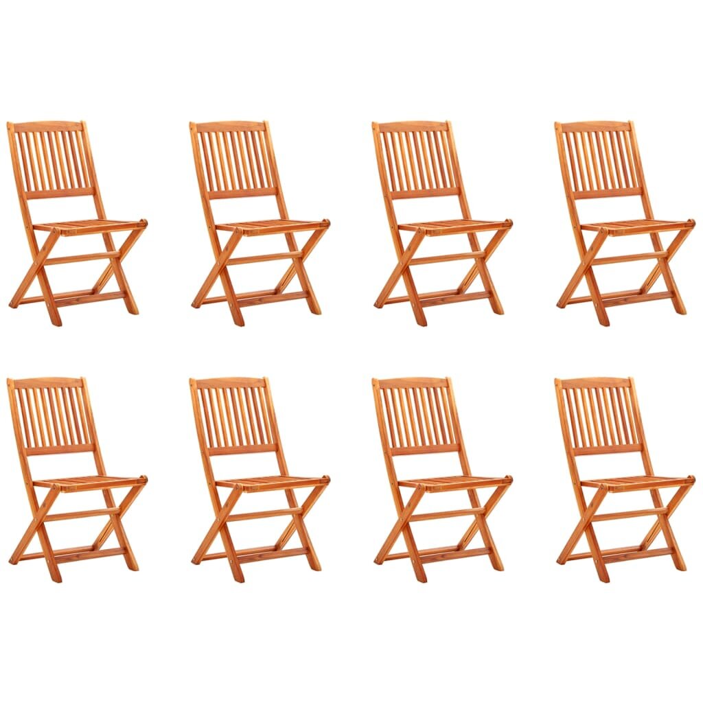 Image of Folding Garden Chairs 8 pcs Solid Eucalyptus Wood