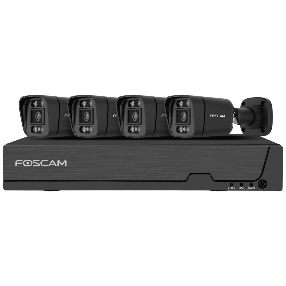 Image of Foscam FNA108E-B4-2T black LAN IP-CCTV camera set 8-channel incl 4 cameras 3840 x 2160 p