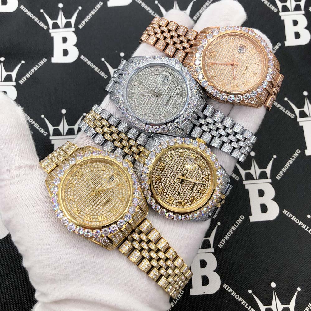 Image of Full Bustdown Jubilee Iced Out Watch 4 Colors ID 41881425313985