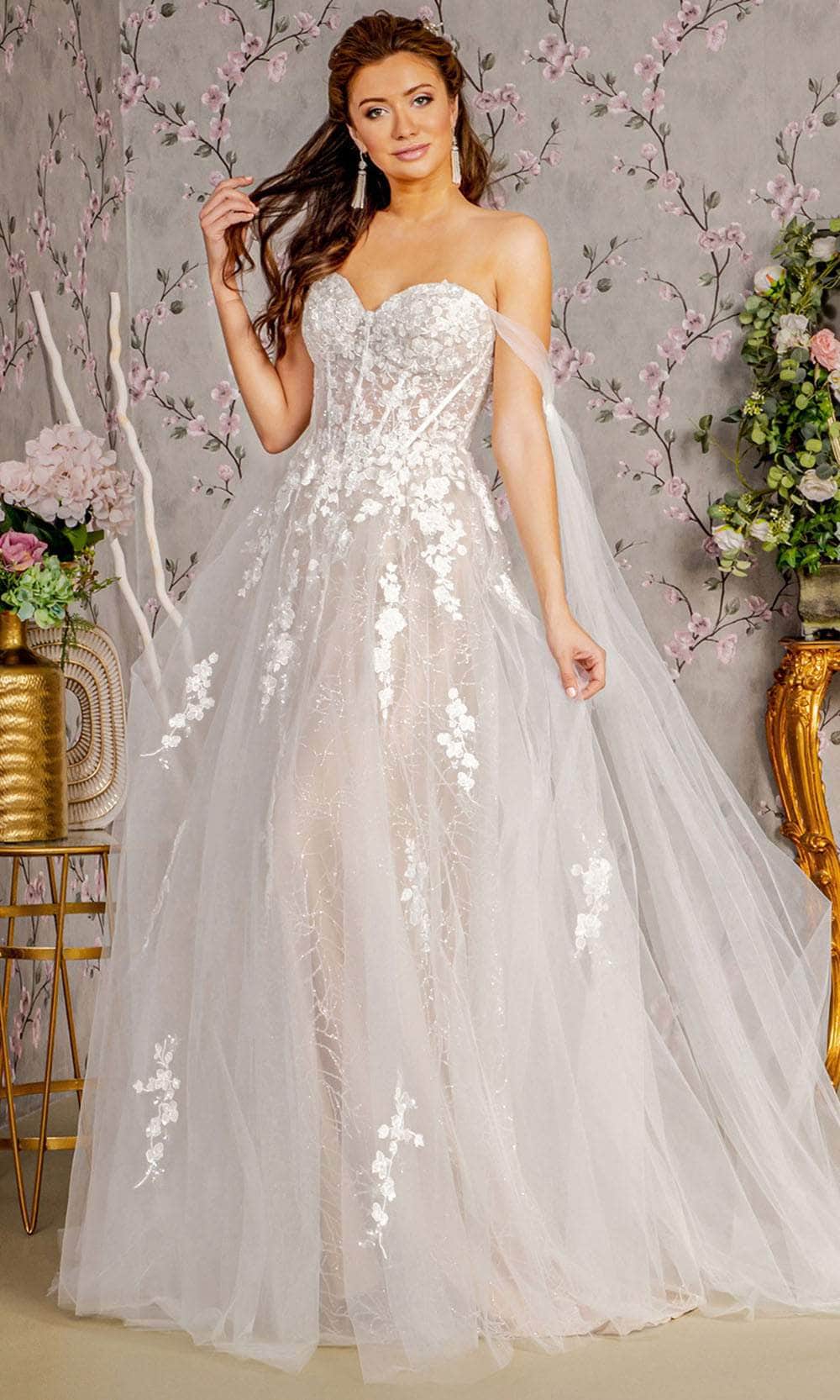 Image of GLS by Gloria Bridal GL3428 - Floral Glitters Wedding Dress