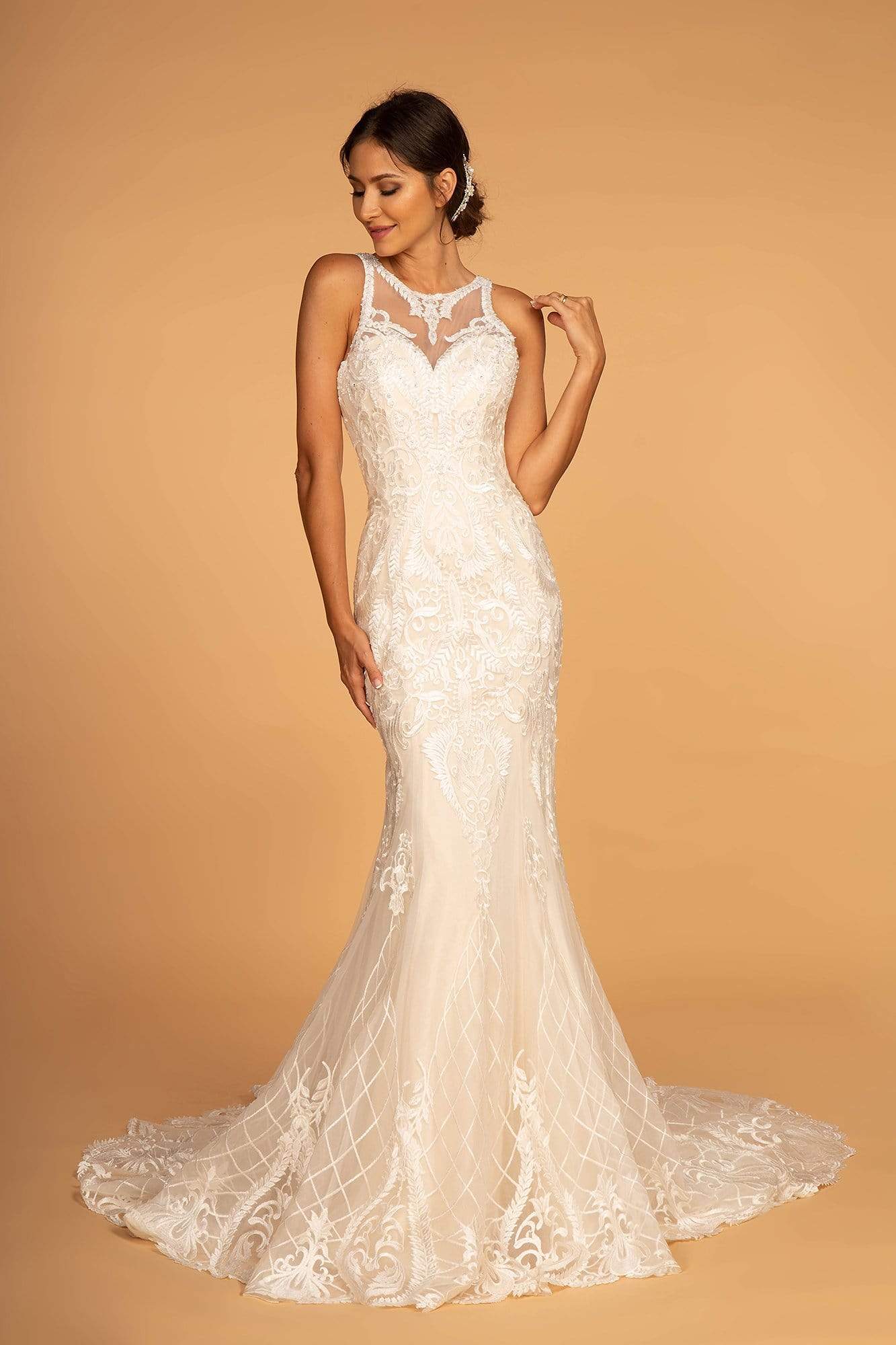 Image of GLS by Gloria - GL2598 Embroidered Halter Mermaid Dress