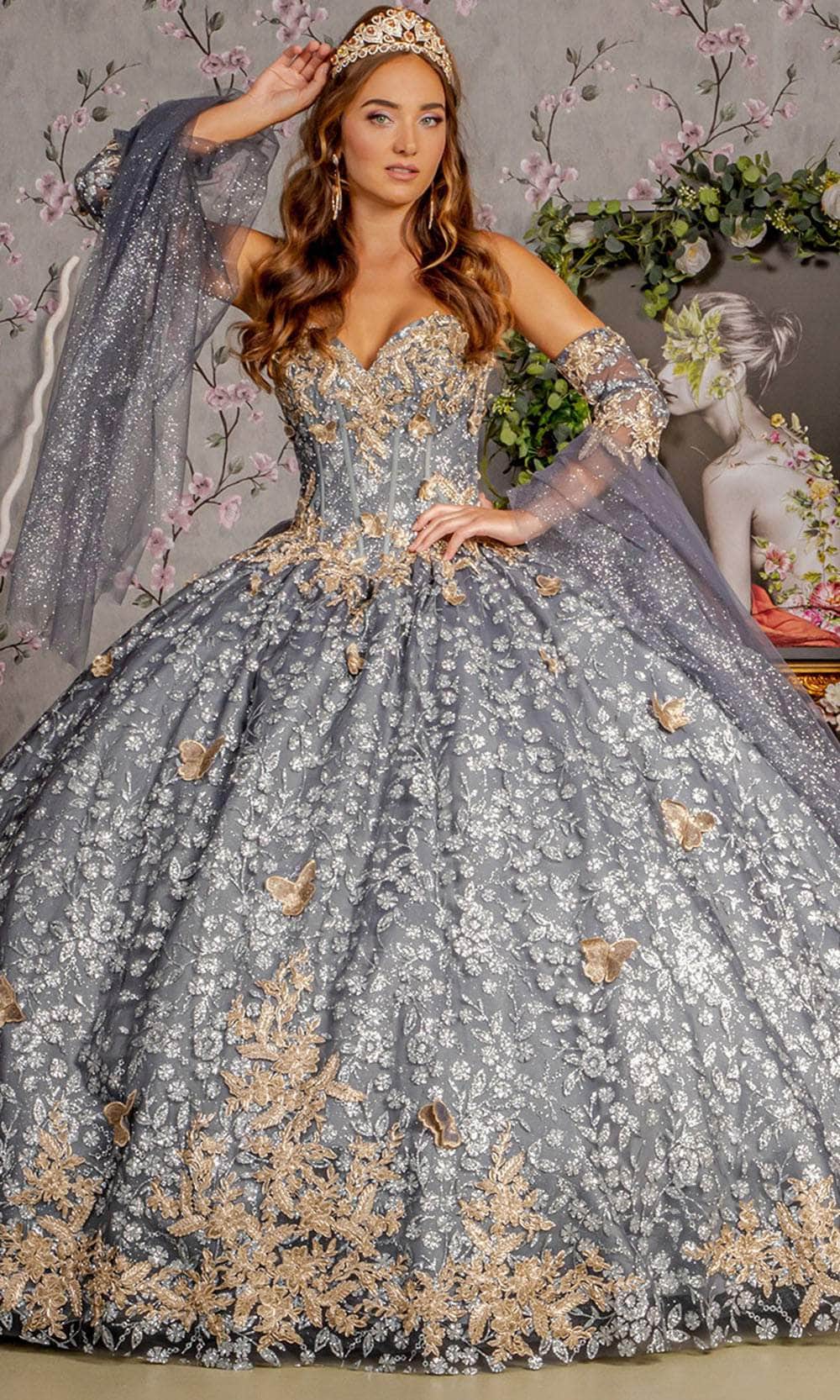 Image of GLS by Gloria GL3318 - Glitter Embellished Corset Bodice Ballgown