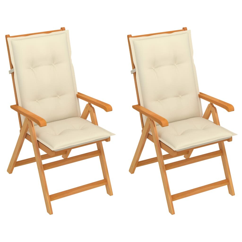 Image of Garden Chairs 2 pcs with Cream Cushions Solid Teak Wood