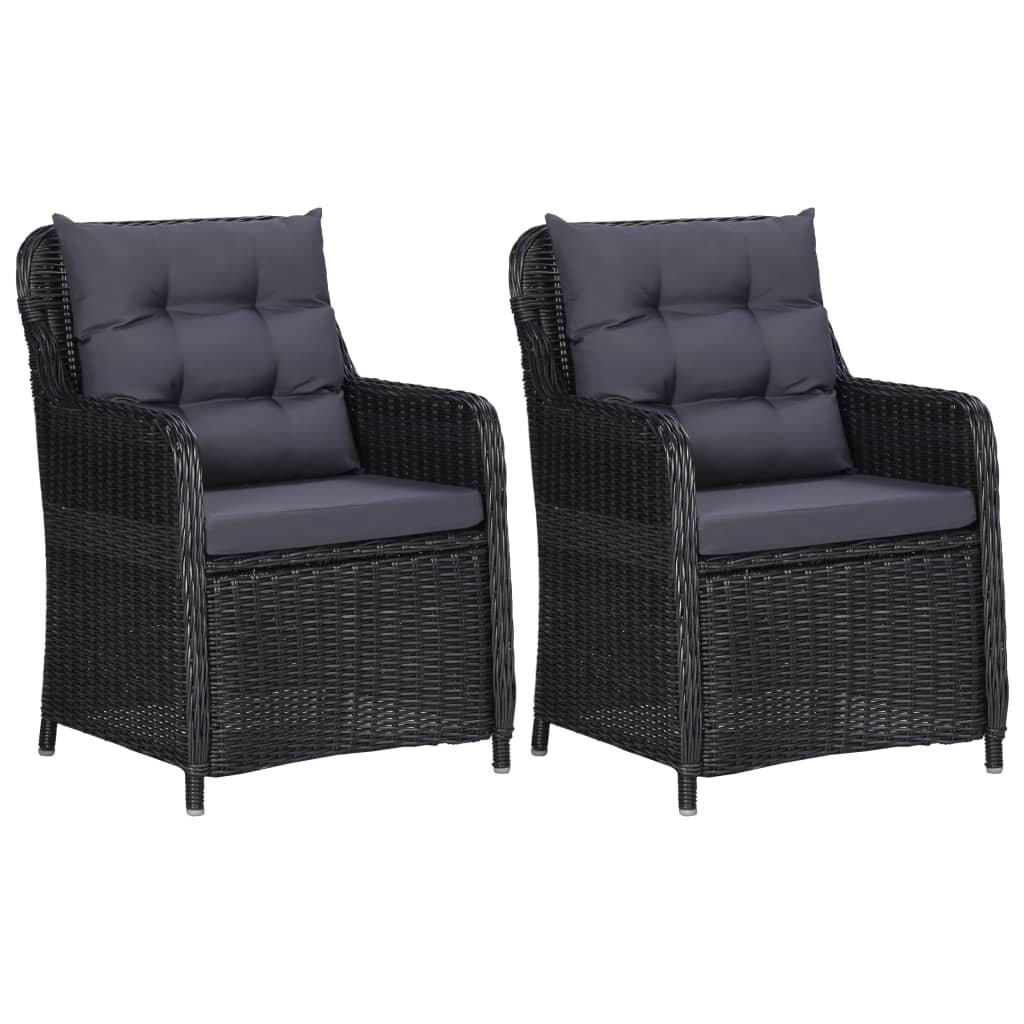 Image of Garden Chairs 2 pcs with Cushions Poly Rattan Black