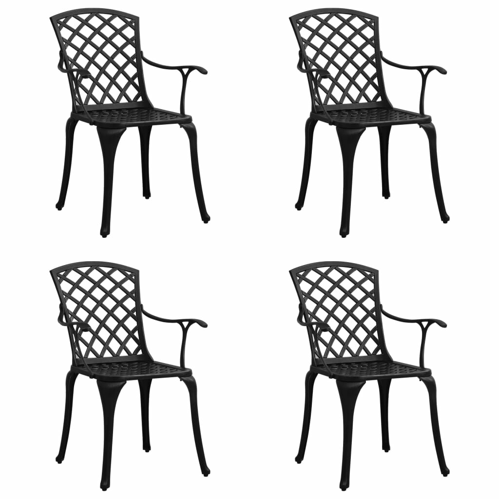 Image of Garden Chairs 4 pcs Cast Aluminum Black