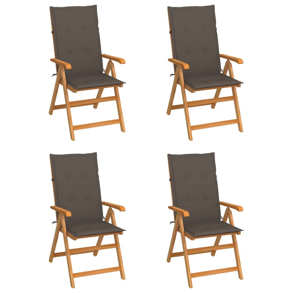 Image of Garden Chairs 4 pcs with Taupe Cushions Solid Teak Wood