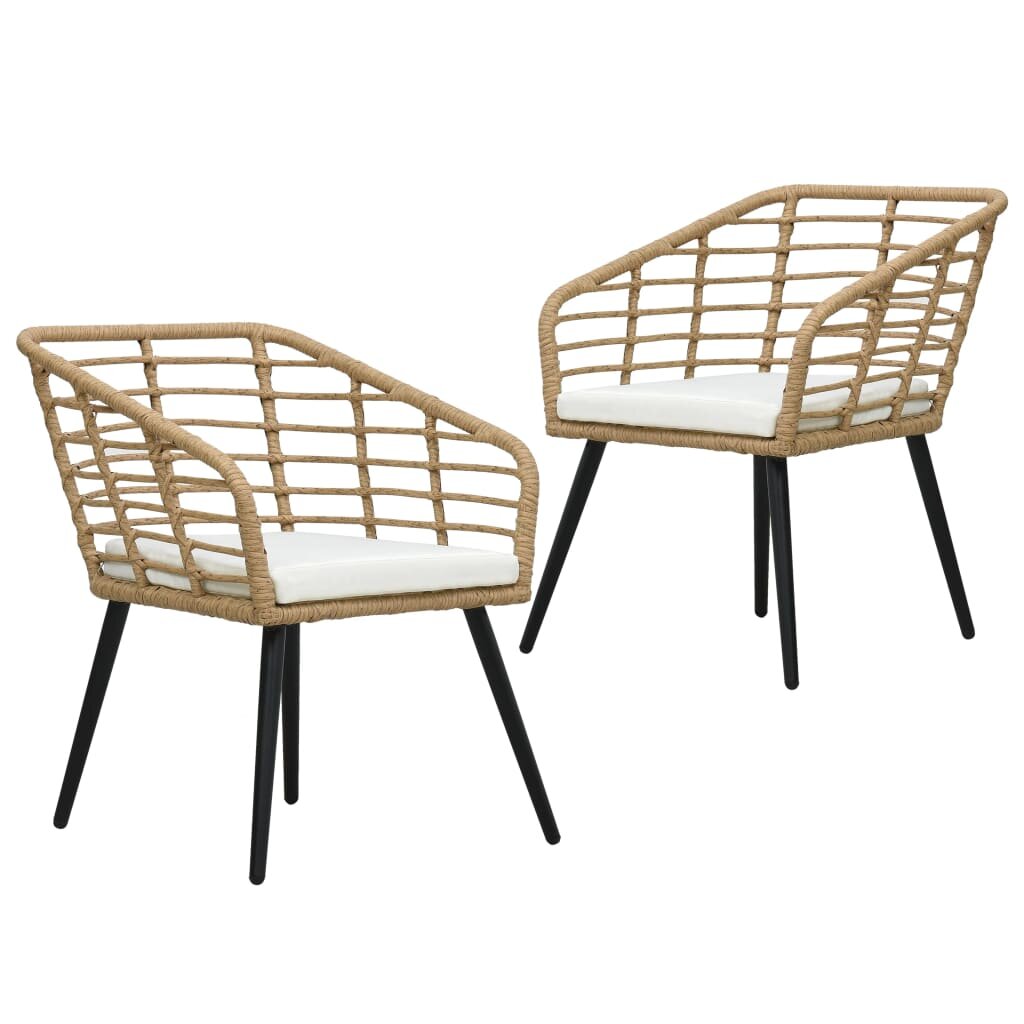 Image of Garden Chairs with Cushions 2 pcs Poly Rattan Oak