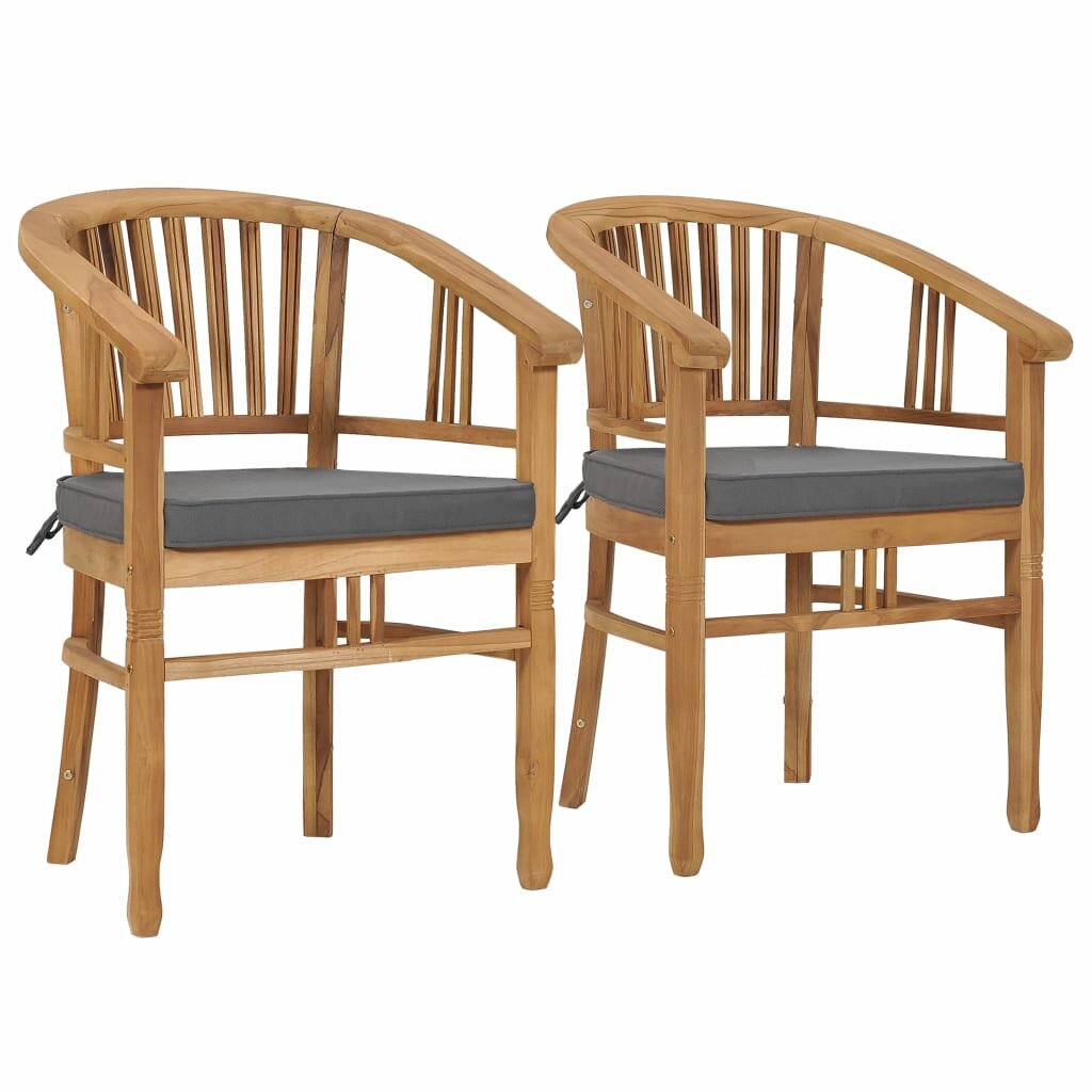 Image of Garden Chairs with Cushions 2 pcs Solid Teak Wood