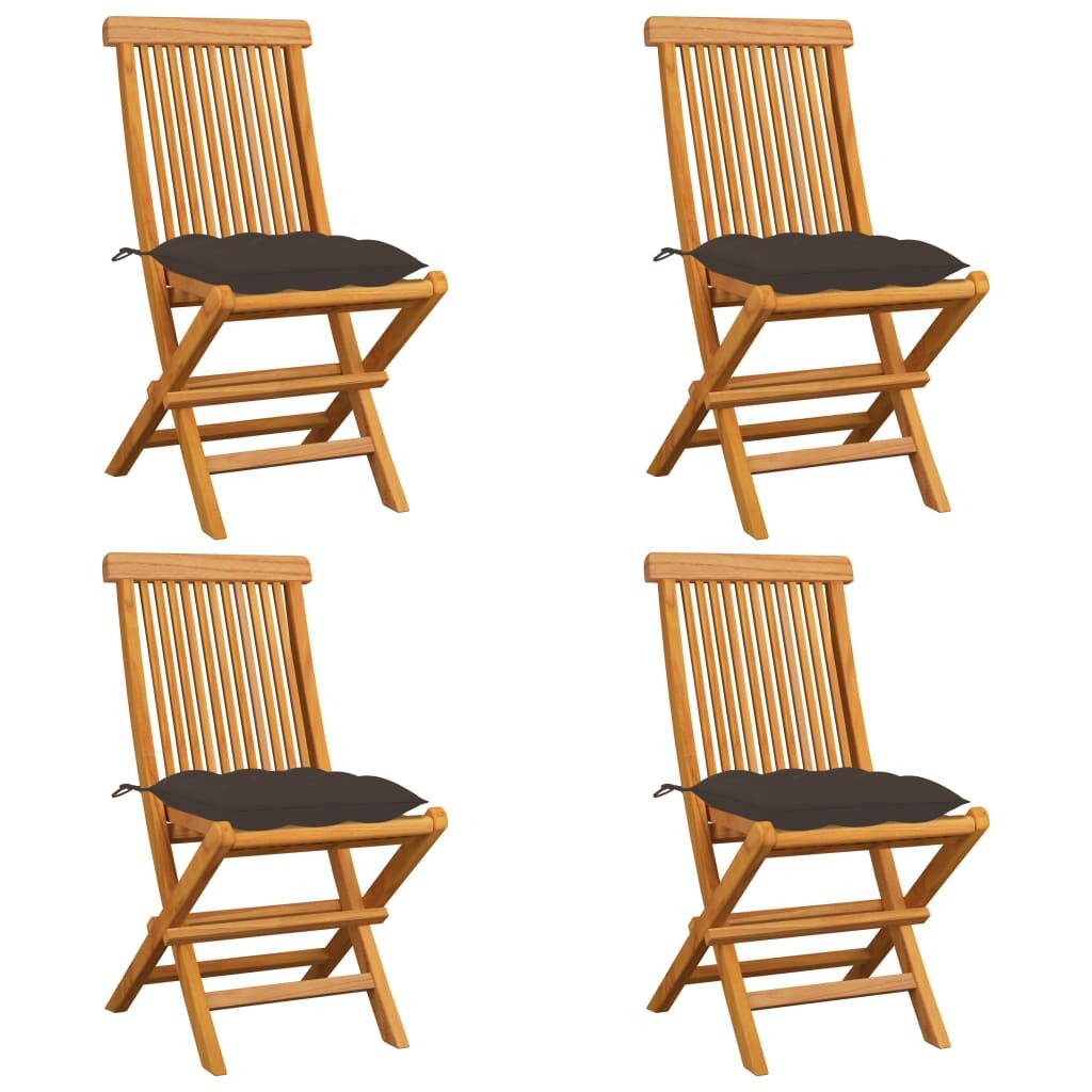 Image of Garden Chairs with Taupe Cushions 4 pcs Solid Teak Wood