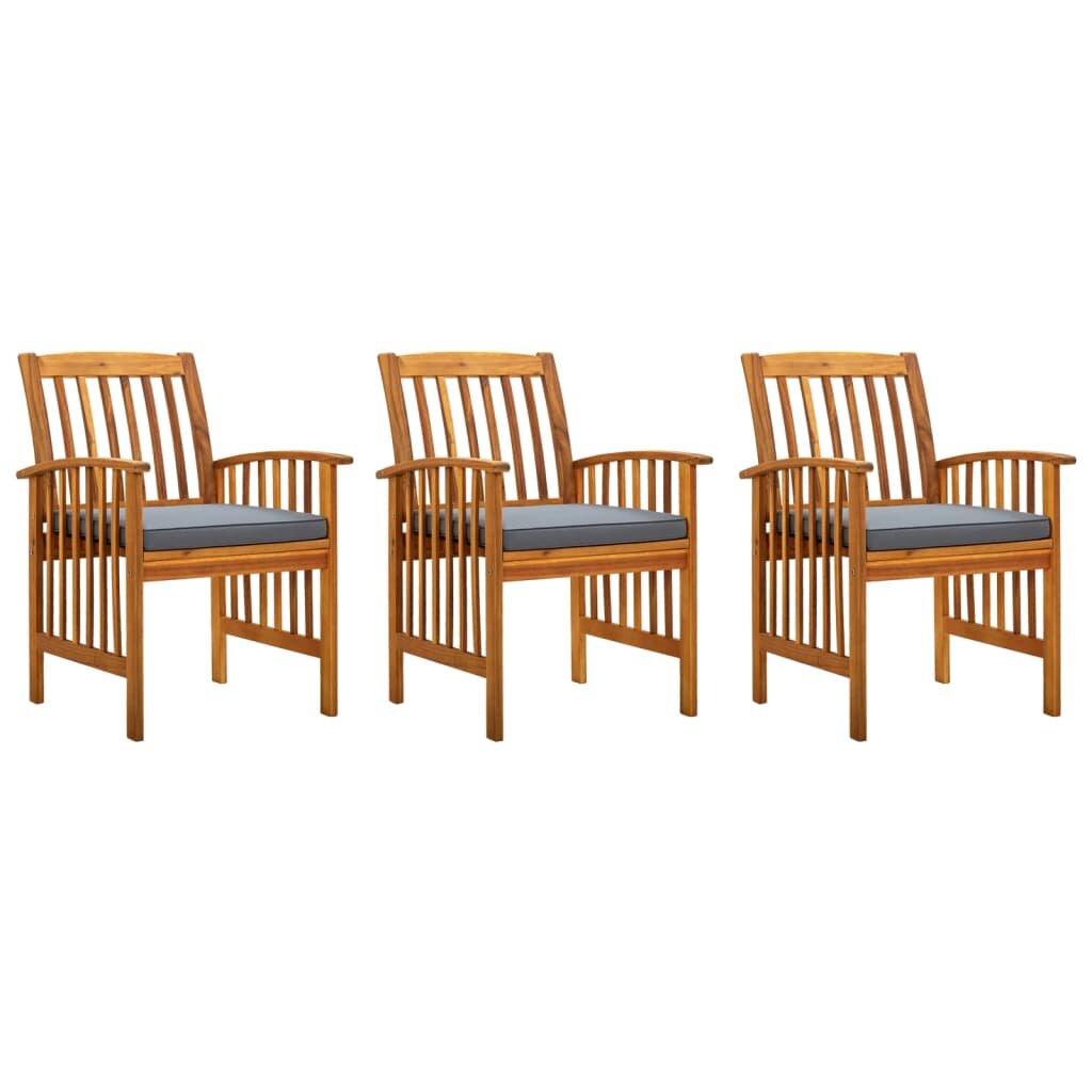 Image of Garden Dining Chairs 3 pcs with Cushions Solid Acacia Wood