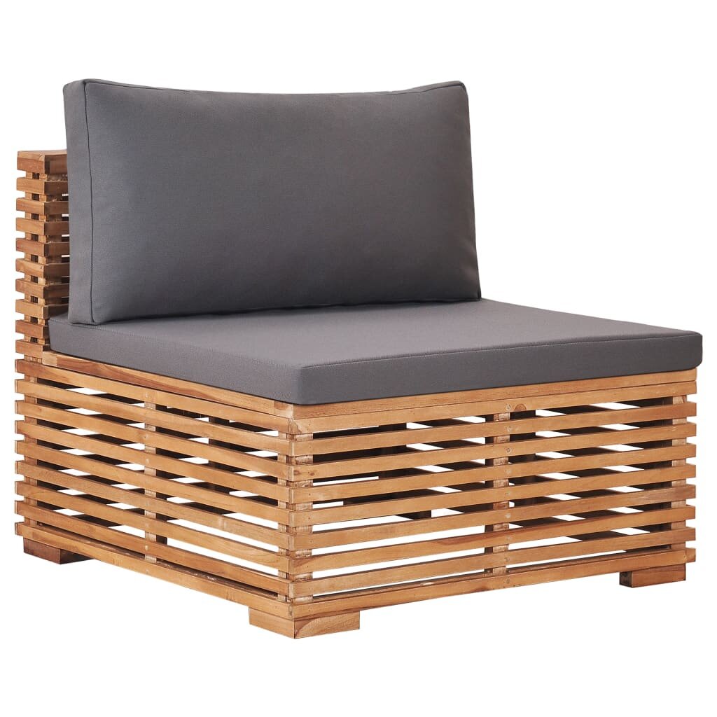 Image of Garden Middle Sofa with Gray Cushion Solid Teak Wood
