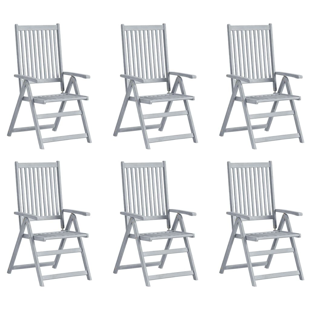 Image of Garden Reclining Chairs 6 pcs Gray Solid Acacia Wood