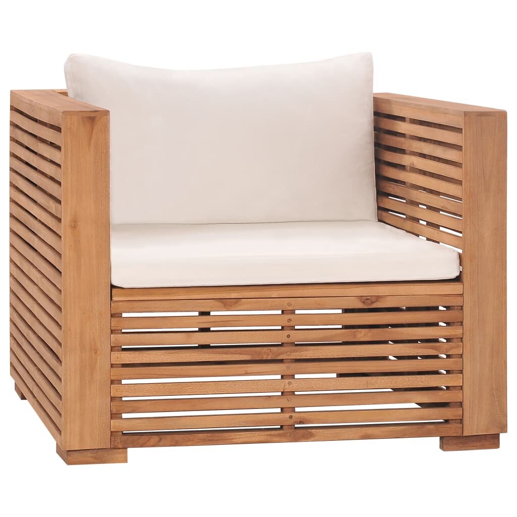 Image of Garden Sofa Chair with Cream Cushions Solid Teak Wood