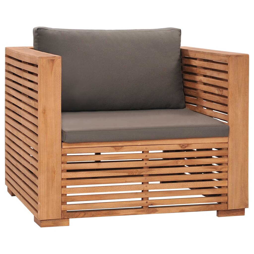 Image of Garden Sofa Chair with Dark Gray Cushions Solid Teak Wood