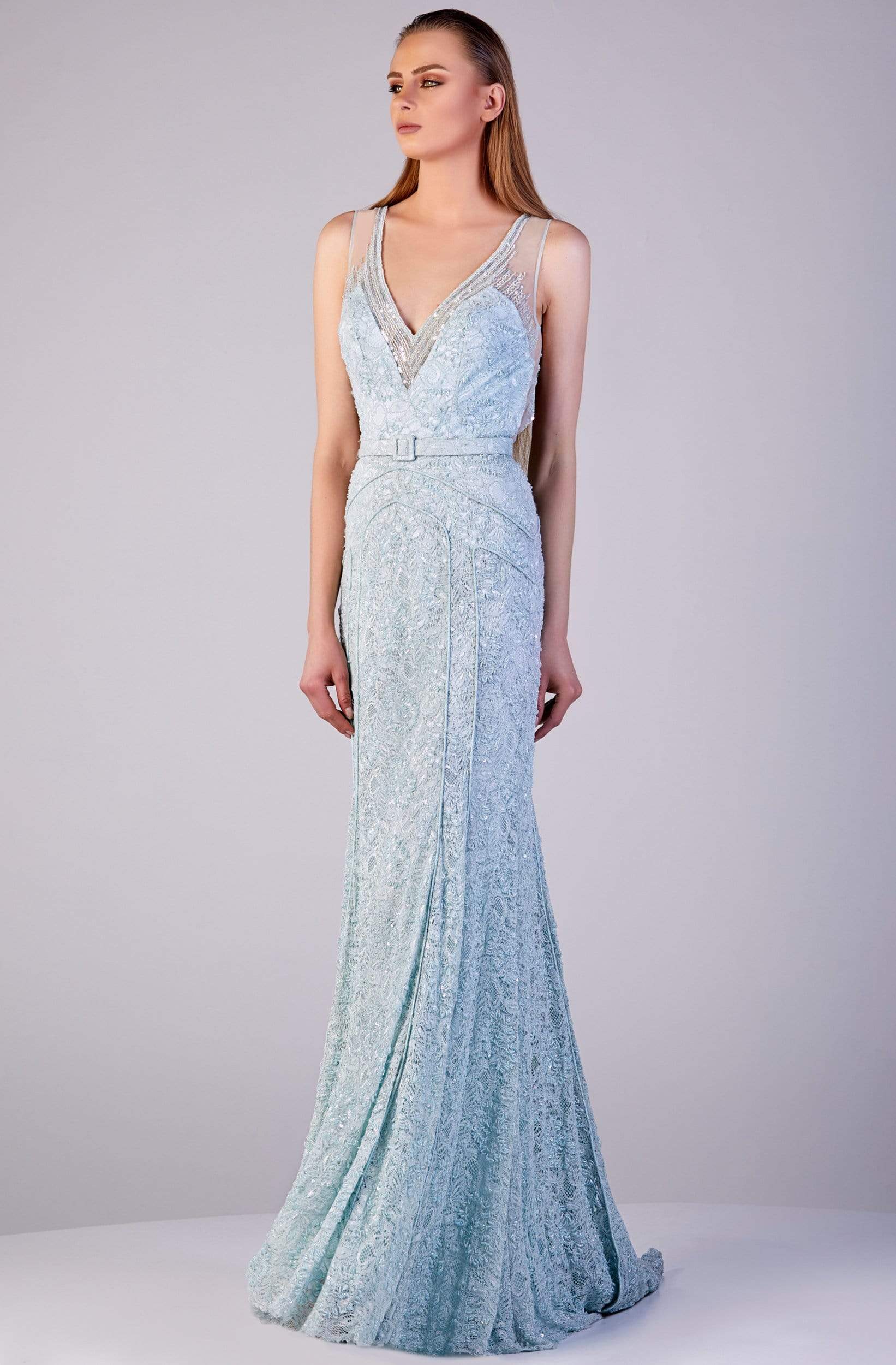 Image of Gatti Nolli Couture - ED-2694 Pipe-Ornate Sequined Lace Trumpet Gown