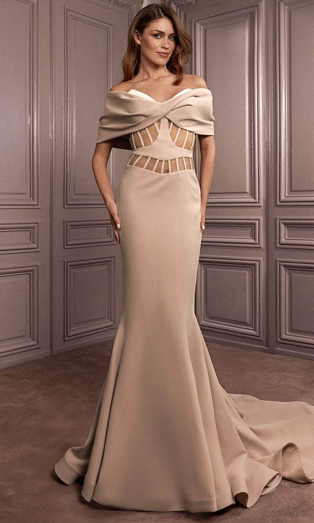 Image of Gatti Nolli Couture GA-7041 - Twist Foldover Evening Dress