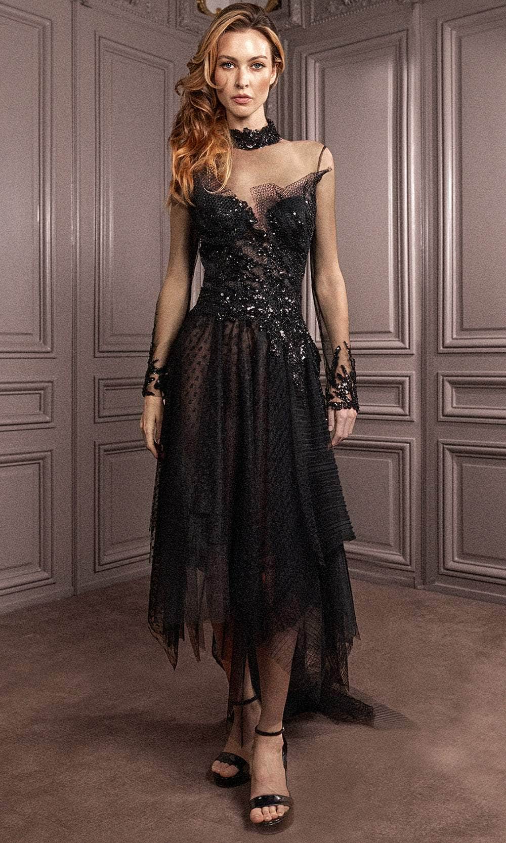 Image of Gatti Nolli Couture GA-7100 - Illusion A-Line Cocktail Dress