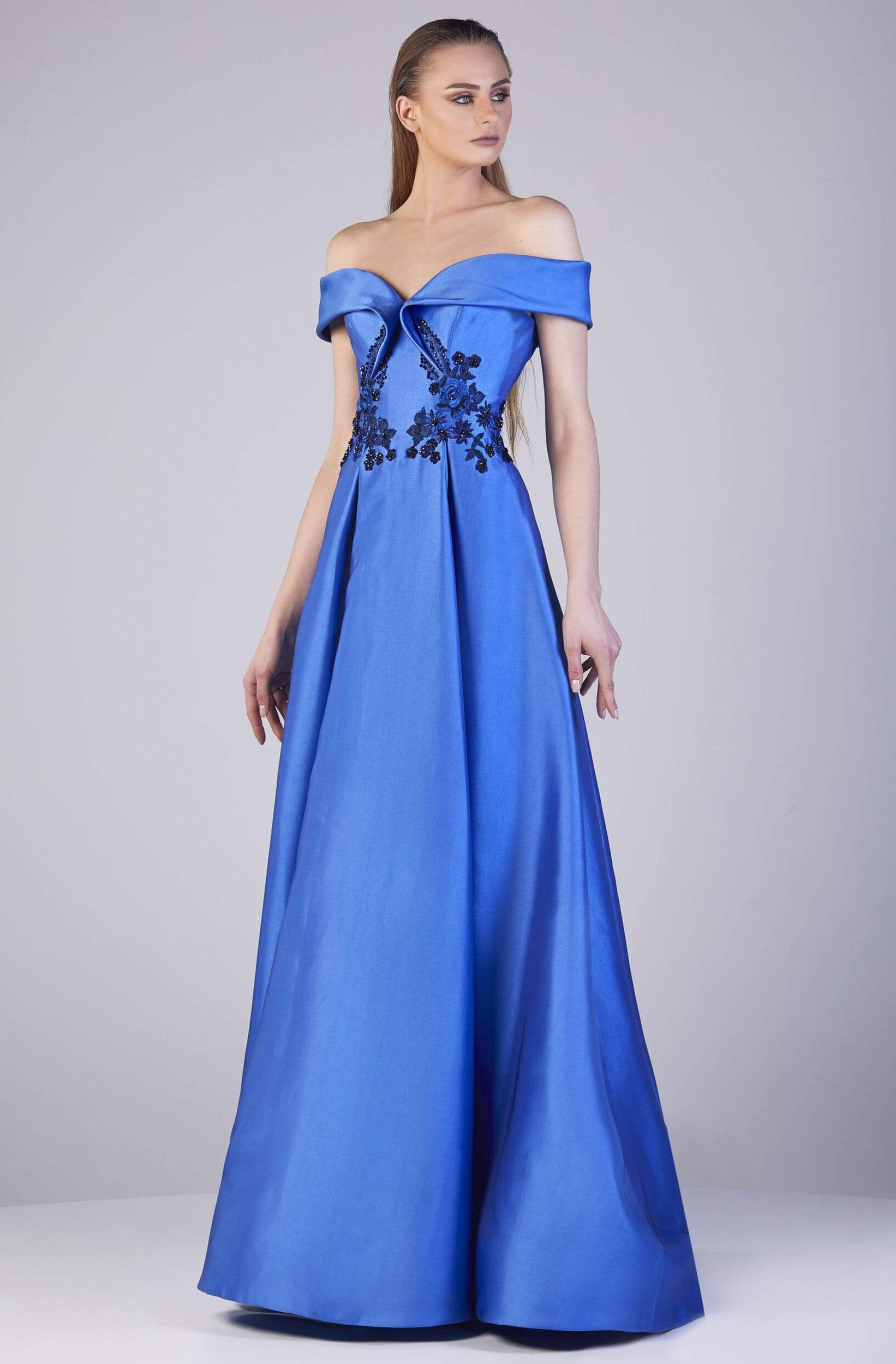 Image of Gatti Nolli Couture - OP-5179 Off Shoulder Floral Applique A-Line Gown