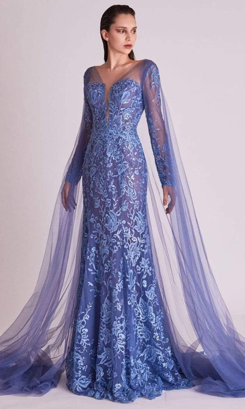Image of Gatti Nolli Couture - OP5706 Mesh Cape Embroidered Long Gown
