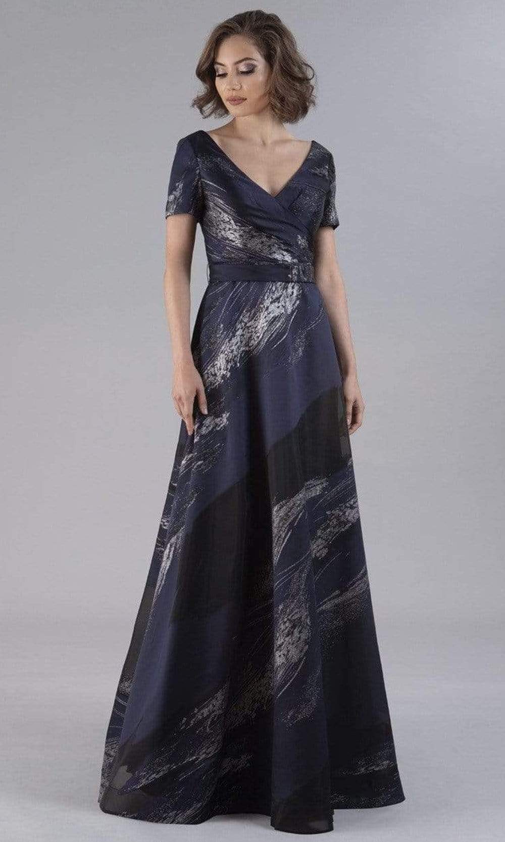 Image of Gia Franco - 12050 Short Sleeve Printed A-line Dress