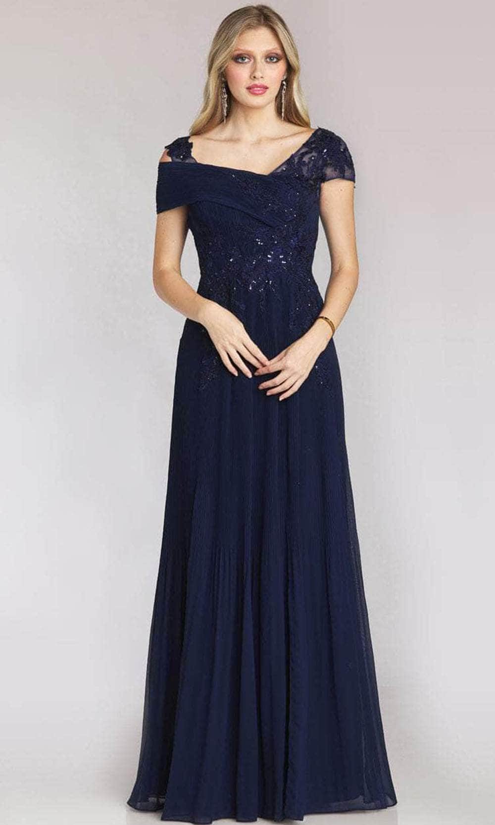 Image of Gia Franco 12209 - Refined Cap Sleeved Evening Dress