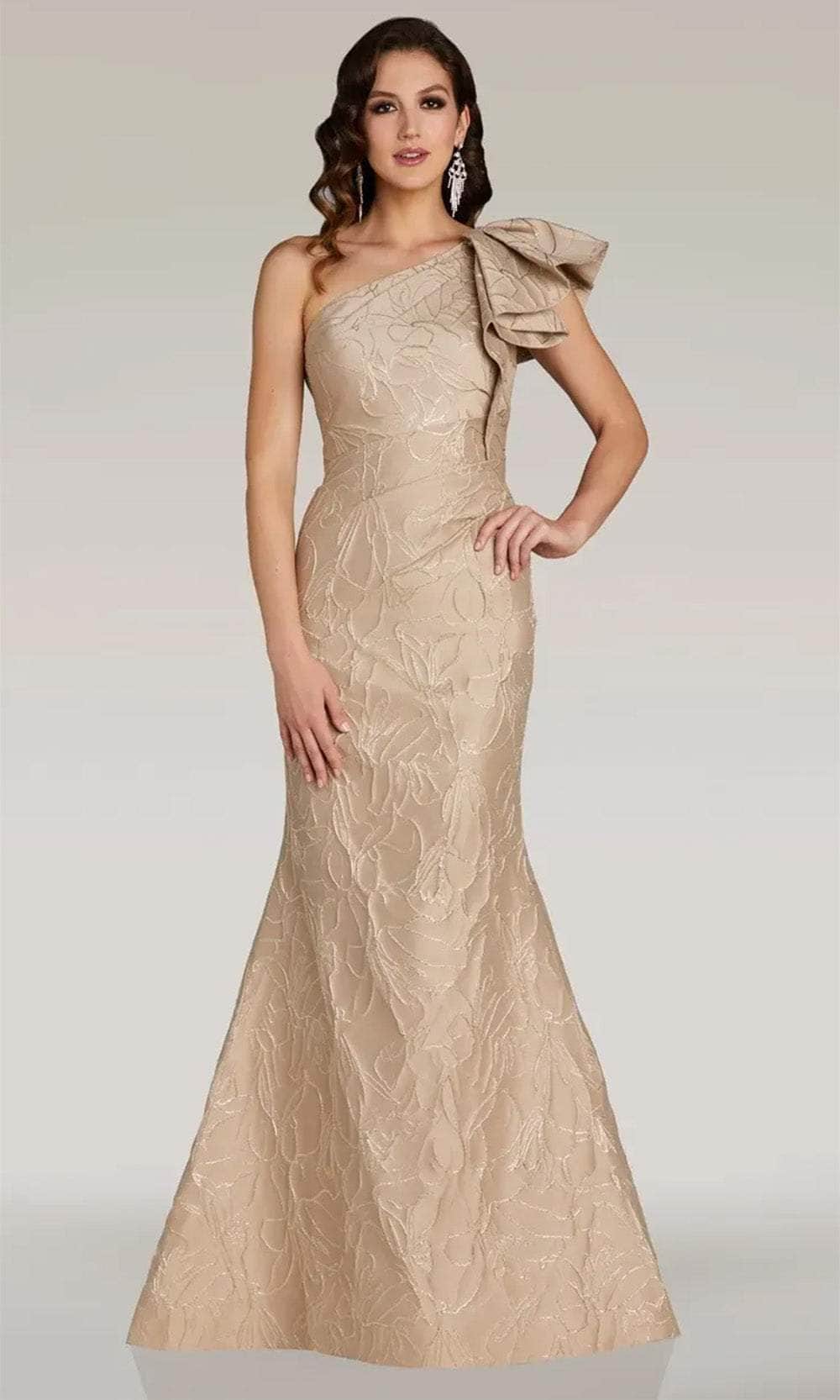 Image of Gia Franco 12375 - Floral Embossed Evening Dress