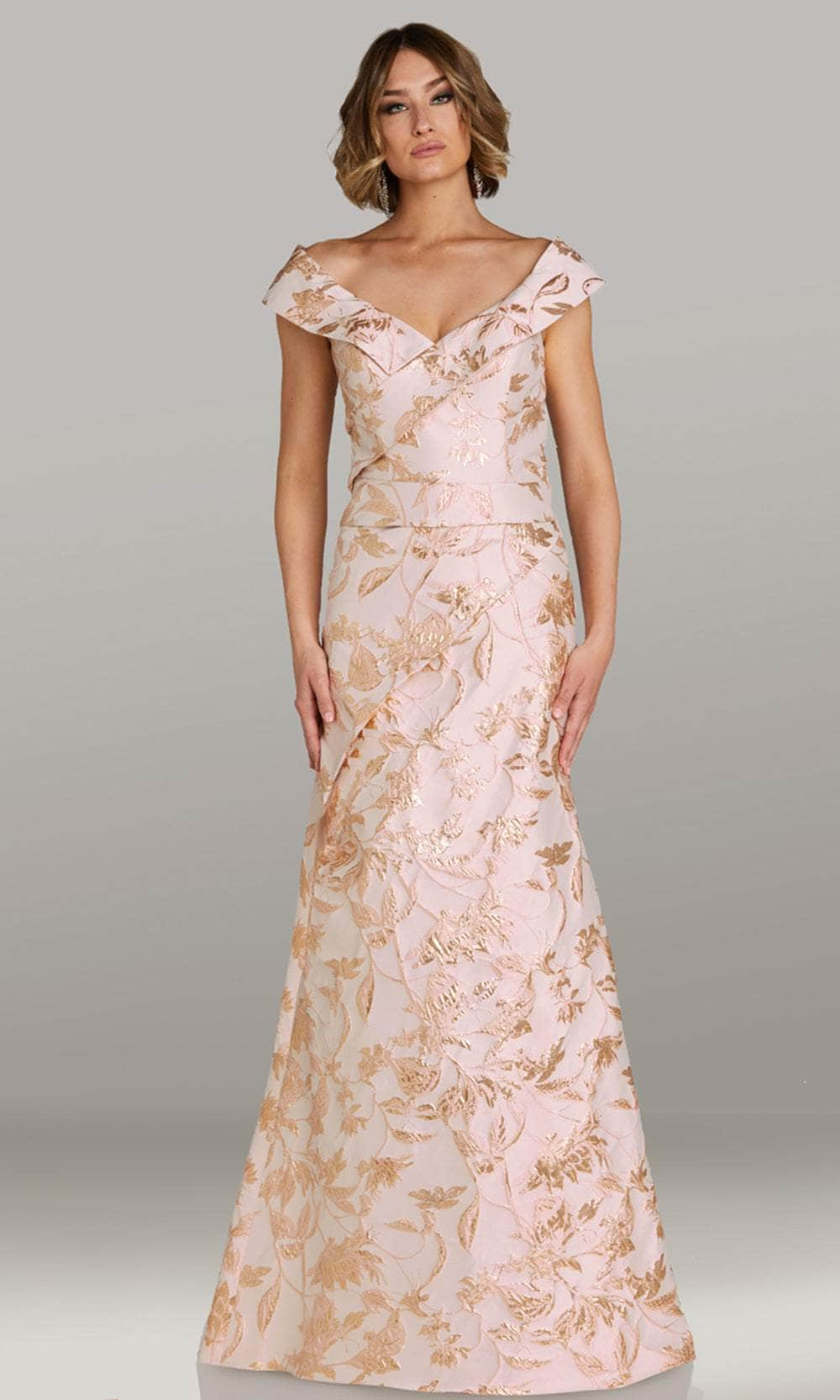 Image of Gia Franco 12431 - Deep V-Neck Jacquard Evening Gown