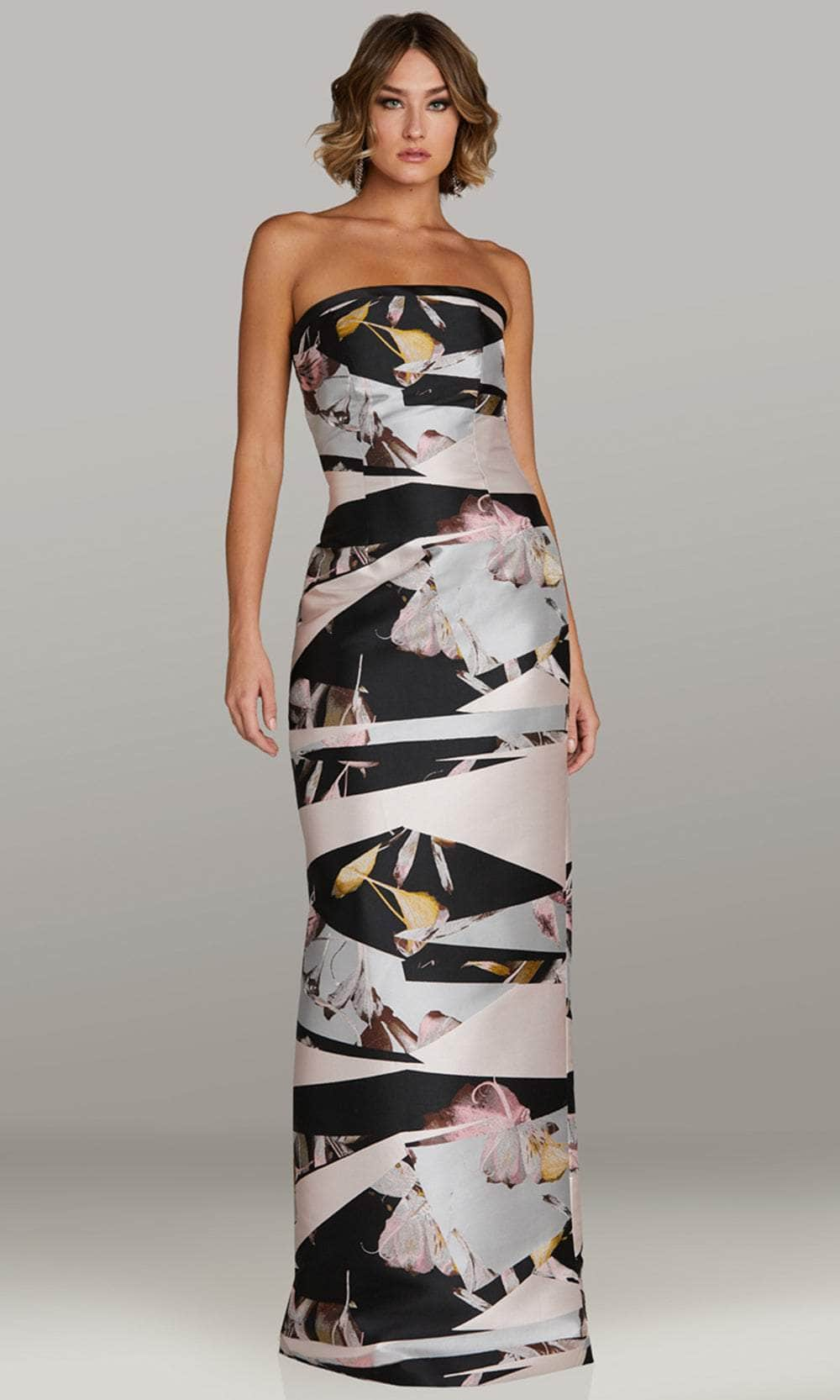 Image of Gia Franco 12442 - Strapless Abstract Print Evening Dress