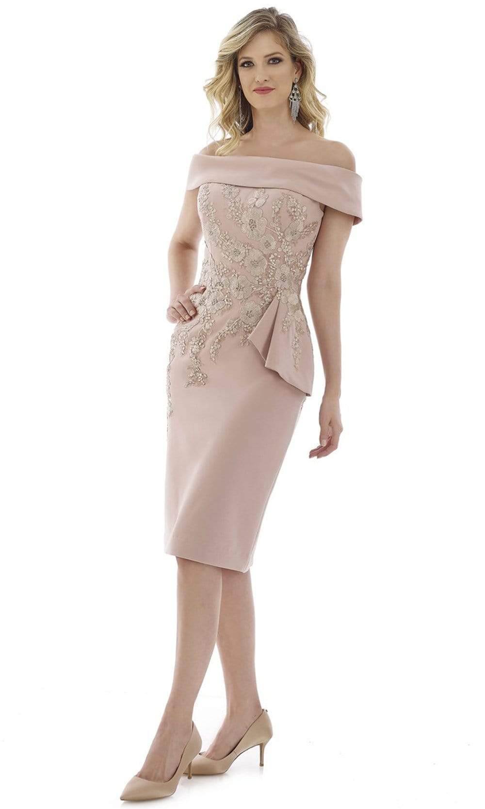 Image of Gia Franco - 12976 Off Shoulder Embroidered Floral Simple Prom Dress