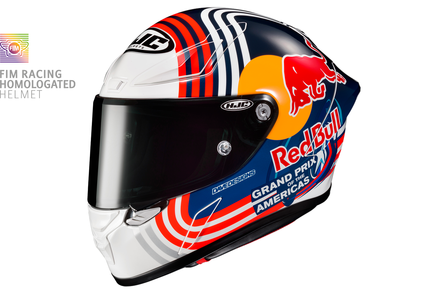 Image of HJC RPHA 1 Red Bull Austin GP White Blue MC21SF Full Face Helmet Size 2XL EN