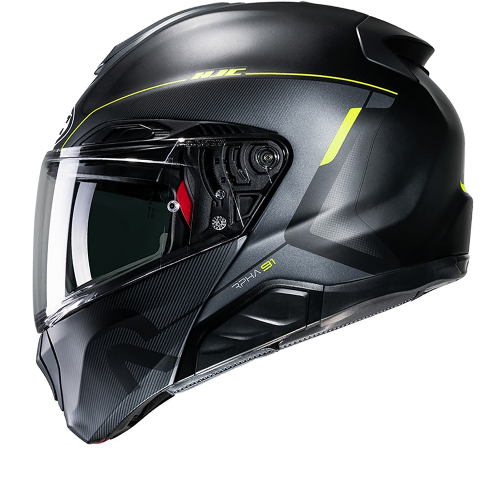 Image of HJC RPHA 91 Combust Black Yellow MC3HSF Modular Helmet Size XS ID 8804269392119