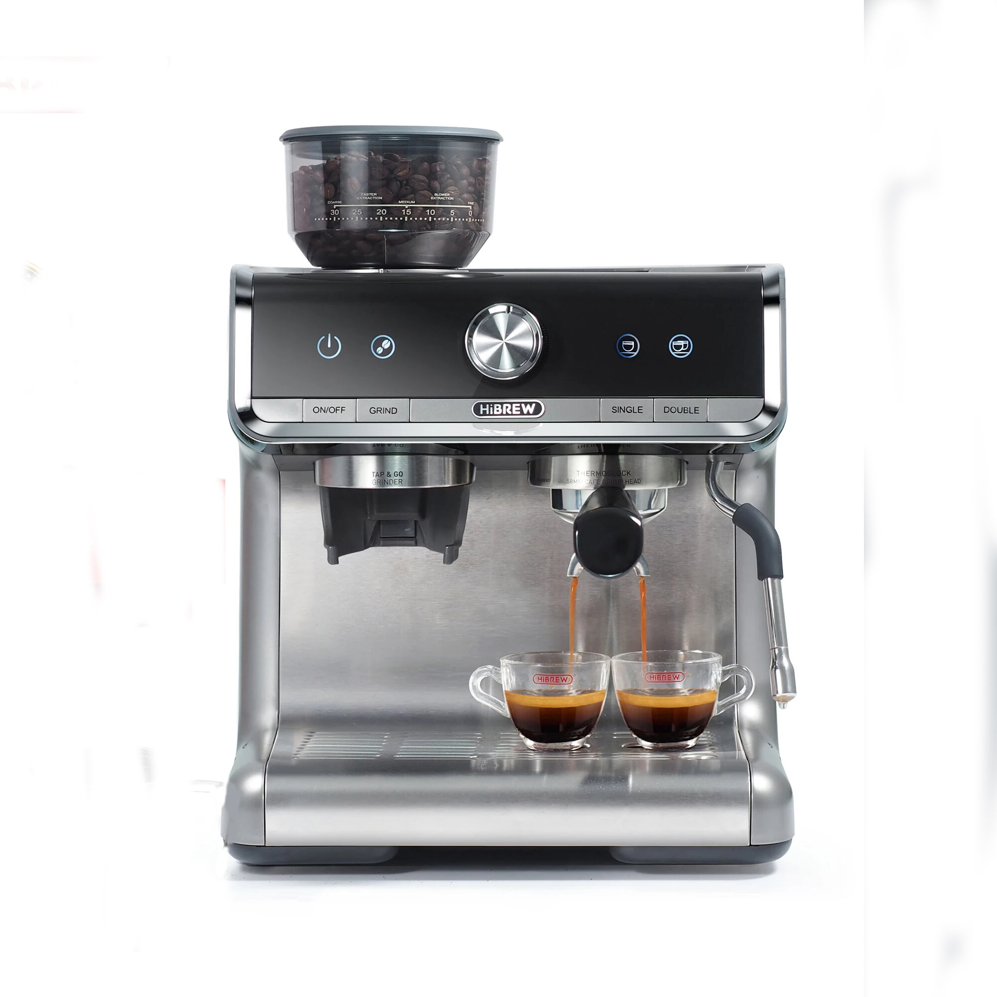 Image of HiBREW CM5020 Barista Pro 19Bar Conical Burr Grinder Bean to Espresso Commercial Level Espresso Maker Full Kit Cafe Hote