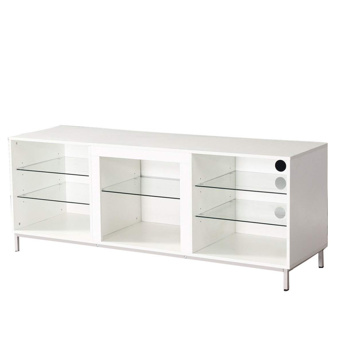 Image of Home Side Table Storage Cabinet P2MDF Glass Steel Frame with LED Light for Home Office