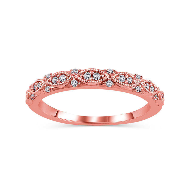 Image of ID 1 013 CT TW Natural Diamond Art Deco Anniversary Band in Solid 14K Rose Gold