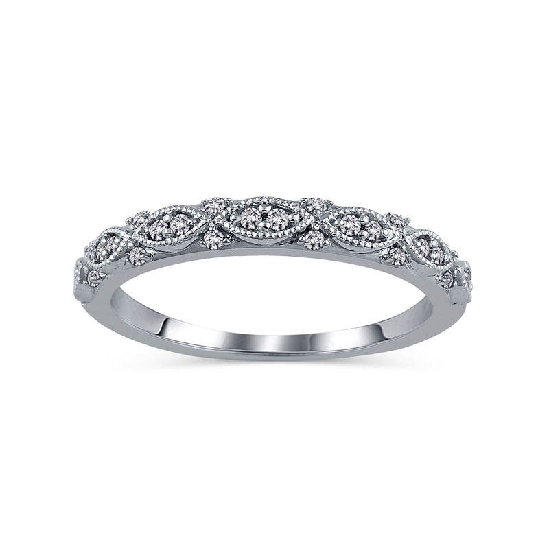 Image of ID 1 013 CT TW Natural Diamond Art Deco Anniversary Band in Solid 14K White Gold