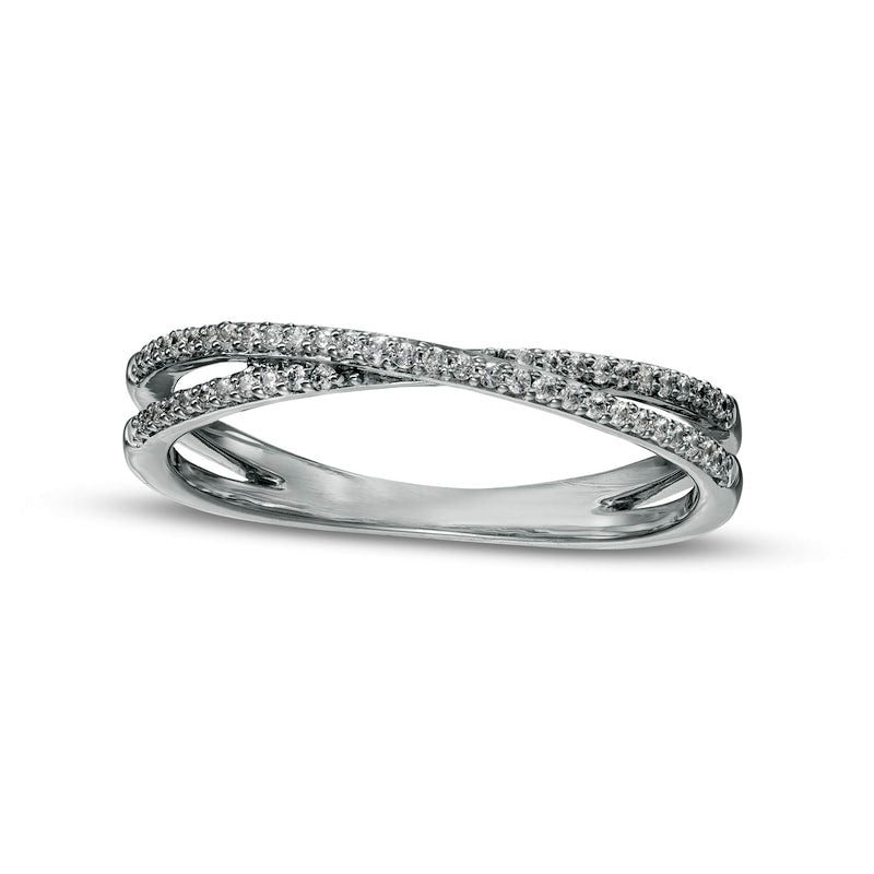 Image of ID 1 013 CT TW Natural Diamond Orbit Criss-Cross Ring in Solid 10K White Gold