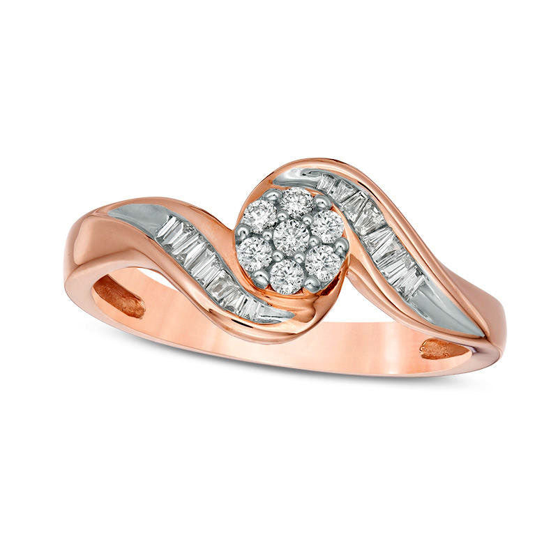 Image of ID 1 020 CT TW Composite Natural Diamond Bypass Swirl Promise Ring in Solid 10K Rose Gold