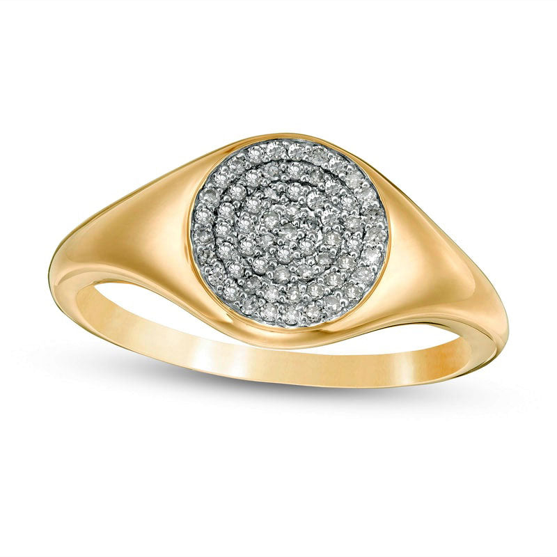 Image of ID 1 020 CT TW Composite Natural Diamond Signet Ring in Solid 14K Gold