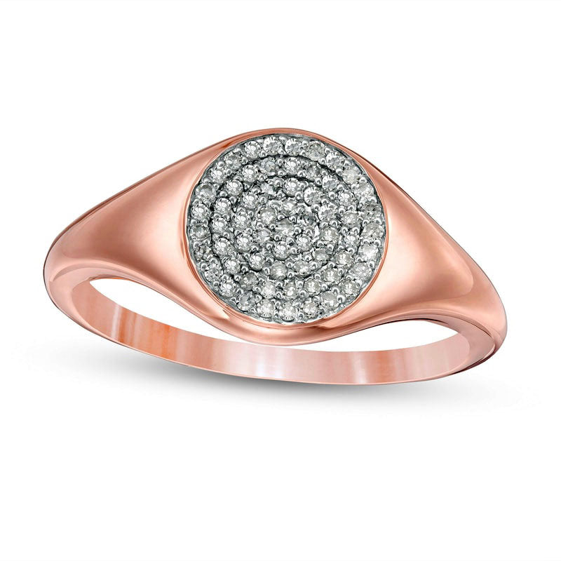 Image of ID 1 020 CT TW Composite Natural Diamond Signet Ring in Solid 14K Rose Gold