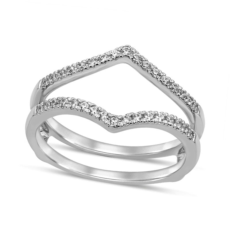 Image of ID 1 020 CT TW Natural Clarity Enhanced Diamond Chevron Solitaire Enhancer in Solid 10K White Gold