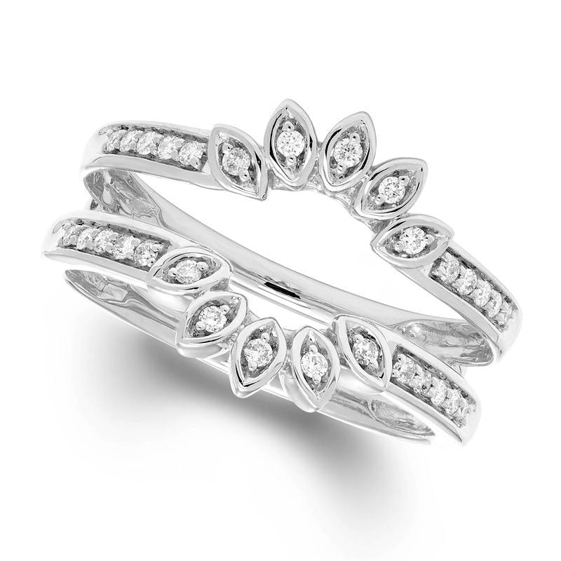 Image of ID 1 020 CT TW Natural Clarity Enhanced Diamond Flower Frame Solitaire Enhancer in Solid 14K White Gold