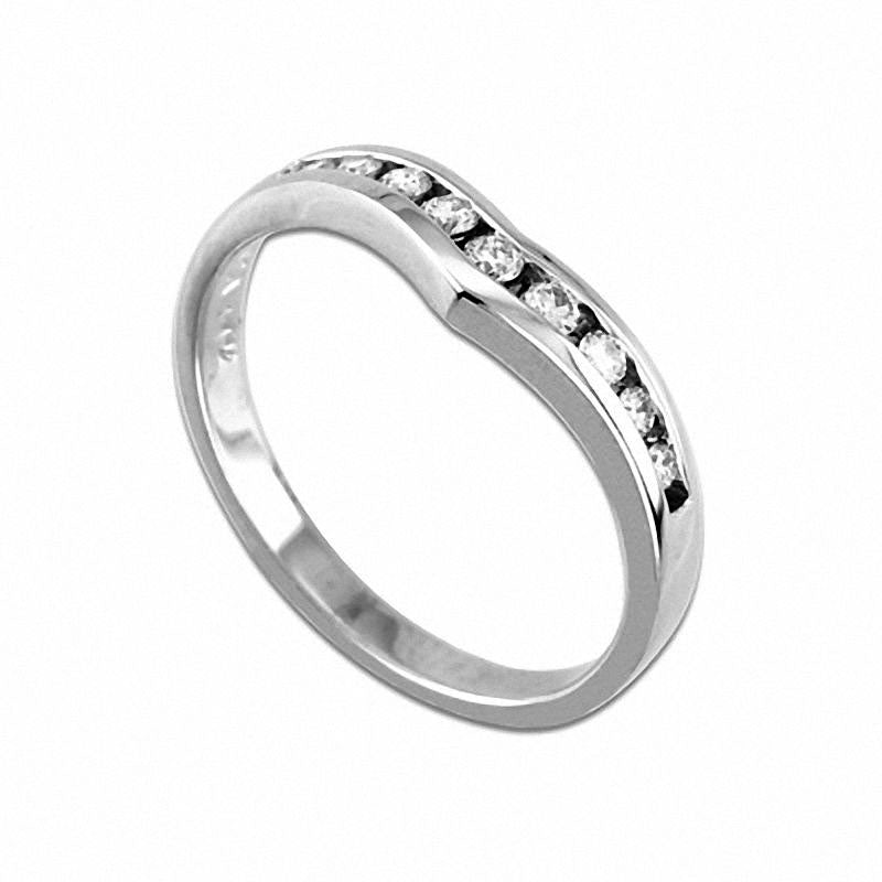 Image of ID 1 020 CT TW Natural Diamond Contour Anniversary Band in Solid 14K White Gold (I/SI2)