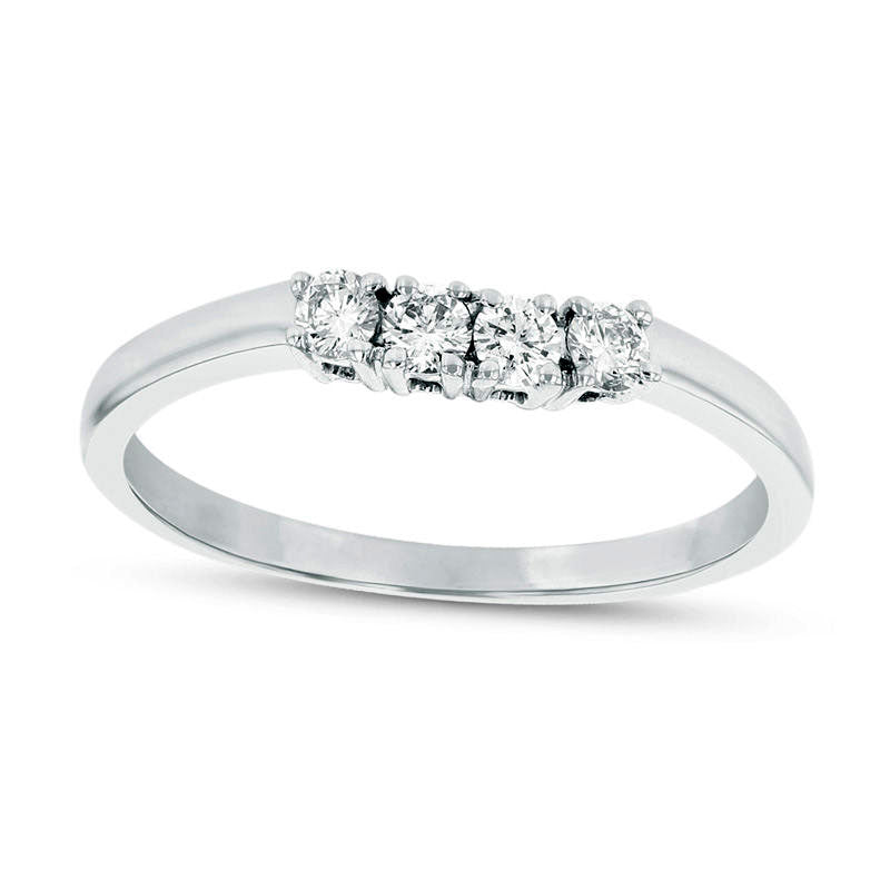 Image of ID 1 020 CT TW Natural Diamond Contour Wedding Band in Solid 14K White Gold (H/SI2)