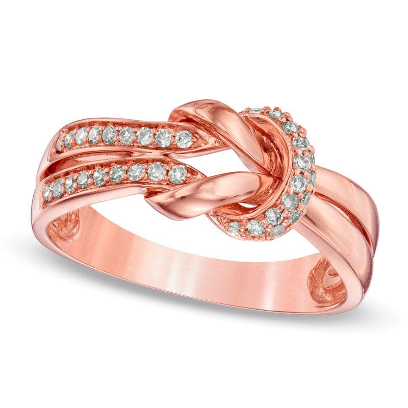 Image of ID 1 020 CT TW Natural Diamond Double Knot Ring in Solid 10K Rose Gold