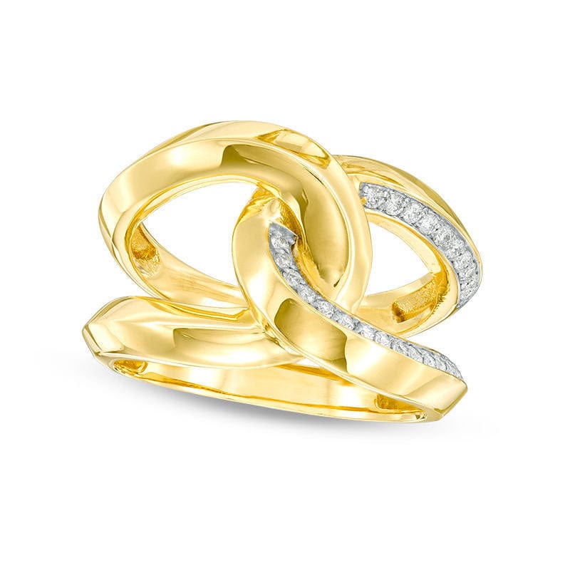 Image of ID 1 020 CT TW Natural Diamond Double Loop Ring in Solid 10K Yellow Gold