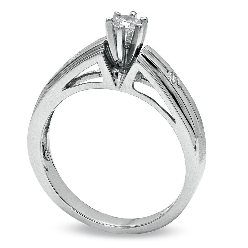 Image of ID 1 020 CT TW Natural Diamond Engagement Ring in Solid 14K White Gold