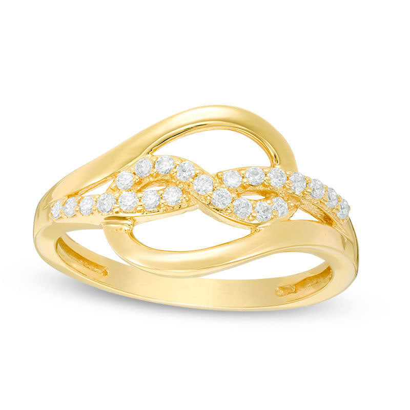 Image of ID 1 020 CT TW Natural Diamond Infinity Knot Bypass Ring in Solid 10K Yellow Gold